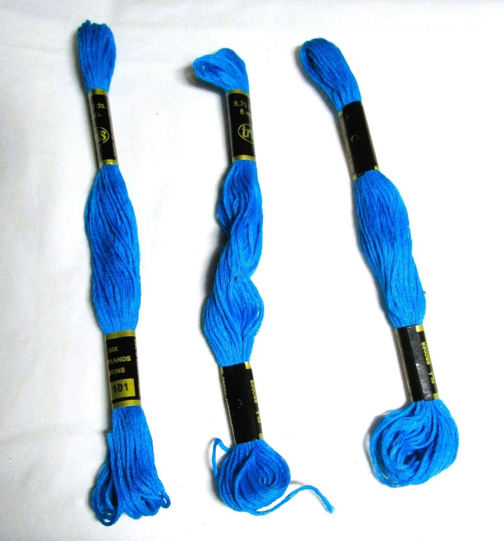 Iris Embroidery Floss Blue #100 #101 Five Skeins 6-Strand Cotton 8.75 Yards Each